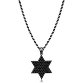 תליון כסף מגן דוד מושחר זרקונים שחורים
